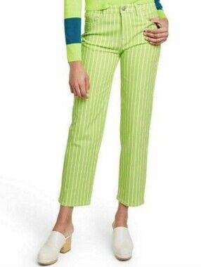 Victor Glemaud Lime Green Pinstripe Pants Size 0